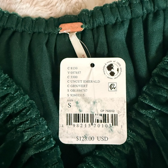 NWT Free People Portia Emerald Green Velvet Dress - Picture 5 of 5
